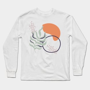 Abstract shapes dots and leaf digital design Long Sleeve T-Shirt